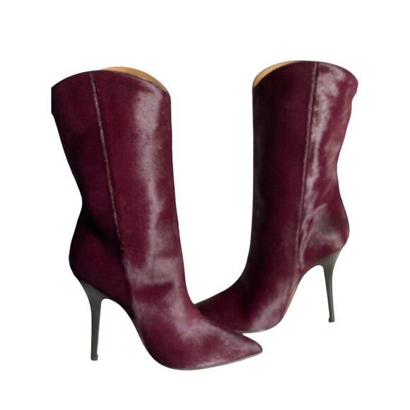 Lucchese Clarissa Aubergine Calf Hair Dress Boots Sz 6.5 Pointed Coastal Cowgirl - Picture 5 of 14